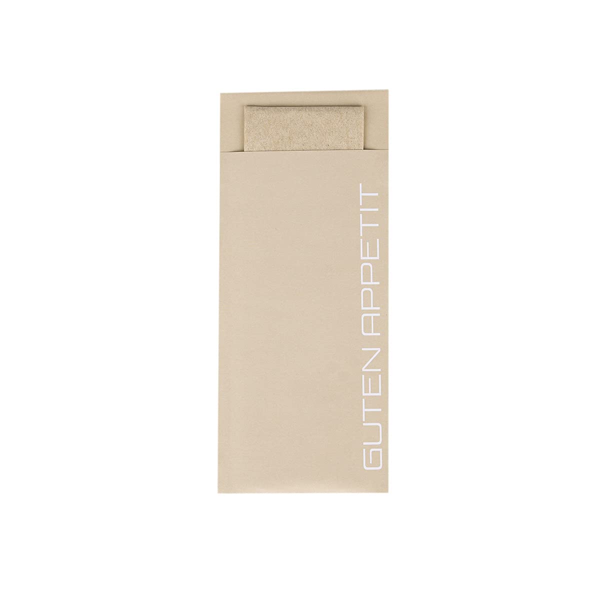 Mank Bestecktasche, Bestecktaschen 20x8,5 cm mit 2-lagiger Tissue Serviette, Besteckhülle, Besteckbeutel, Guten Appetit (Naturbraun, 500)