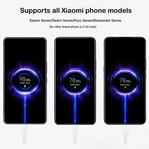 6A For Xiaomi Charger Cable, 120W Hypercharge Turbo Usb Type C Fast Charging Cable For Xiaomi 13 12 12T 12S Pro Lite Redmi Note K60 K50 11 11S 12 Plus Poco X5 F4 X4 Gt Black Shark 5 3.3Ft/6.6Ft Cord #TOP2