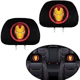 2 pcs Seat Head Rest Cover for Iron Man, Black Fabric Universal Headrest Cover Easy to disassemble...