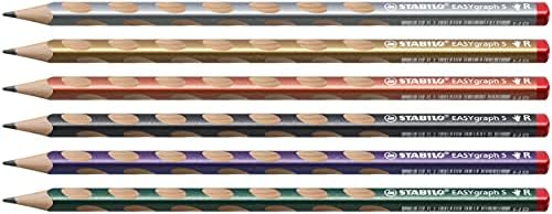 Handwriting Pencil - STABILO EASYgraph S Metallic - Right Handed - Box of 6 - Assorted - HB