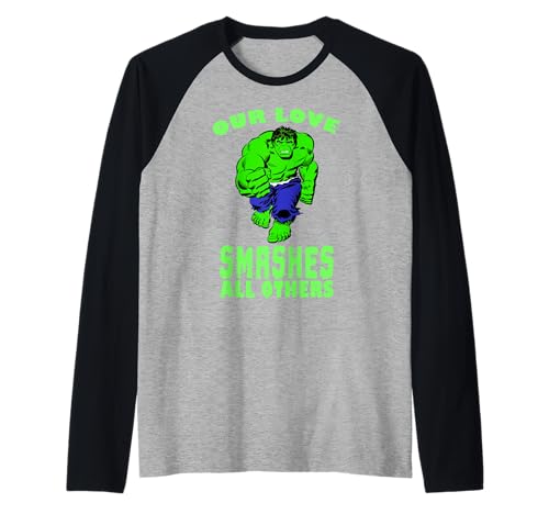 T-shirt raglan Hulk Marvel Saint-Valentin, haut de baseball imprimé pour homme et femme