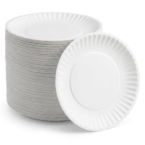 Mr Miracle 6 Inch Paper Plates 500 Pack – Uncoated White Disposable Dessert Plates Bulk | Small Plain Non Coated Snack & Dessert Plates for Parties, Crafts, Catering & Everyday Use