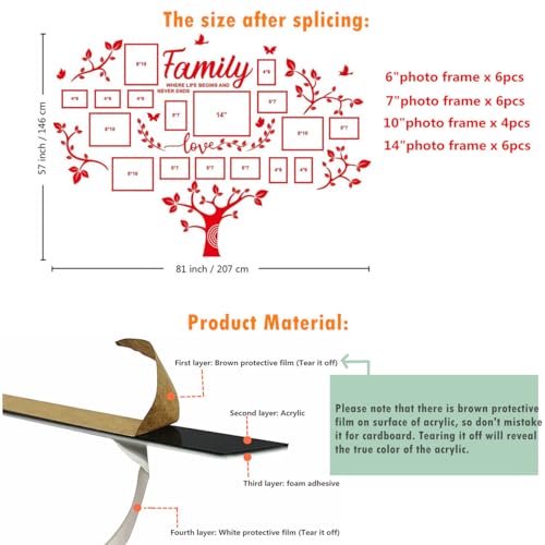 DIY Wall Decor Living Room Family Tree Wall Decor Sticker 3D Picture Frames C...