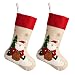 iPEGTOP 18" Burlap Christmas Stocking, Large Craft Socks Traditional Santa Stockings Snowflake Decorations Xmas Tree Rustic Ornaments Red Cuff
