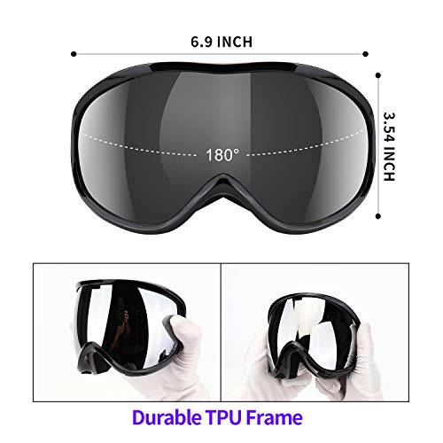 Supertrip Snow Ski Goggles Anti-Fog 100% Uv Protection Snowboard Goggles Double Lens Over The Glasses Skiing For Men Women Youth(Black) #TOP2