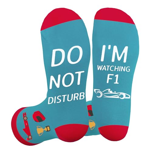 Jukeios F1 Gifts for Men,Formula 1 Gifts for Women,Birthday Gift for F1 Lover Fans Dad Grandad Boyfriend,Novelty Socks Racing Car Themed Presents for Teenage Boy Him Husband Christmas Fathers Day