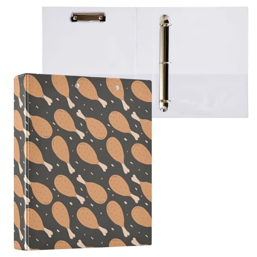 CTYSHTDL 3 Ring Binder Fried Chicken Print 1.5 Inch Round...
