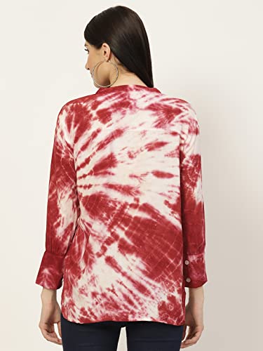 Image of Maaesa - Women Handcrafted Tie-Dye Rayon Shirt | Casual & Office Wear | Relaxed Fit | Long Sleeve | Breathable & Lightweight Fabric
