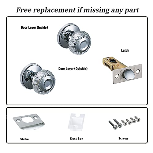 Hisafe Crystal Glass Passage Door Knobs, Satin Nickel Ball Style Keyless Round Door Knob For Closet And Hallway Door, 1 Pack #TOP4