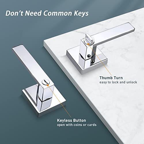 Decoriten Privacy Door Levers Keyless Interior Door Handles In Polished Chrome, Modern Square Privacy Door Locks For Bedroom Bathroom, 6 Pack #TOP3