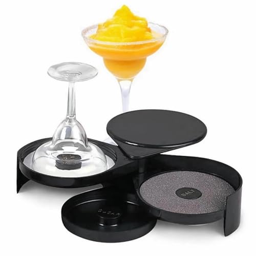 Margarita Sel Rimmer Set, 1 Pack 3 Niveaux Sucre Sel Rimmer Lime Bar Verre Rimmer pour Margarita et Cocktail, Outil Barman, boîte à Sel Conteneur à épices Noir