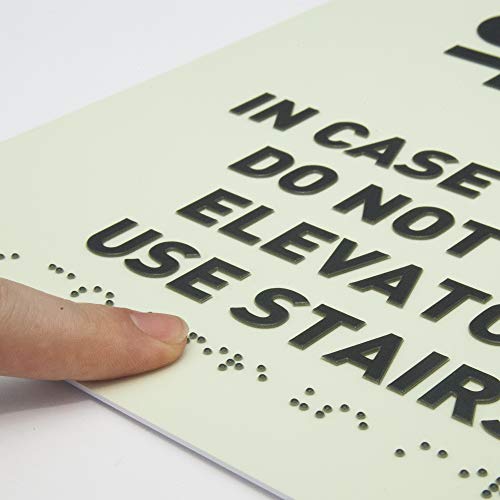 Re-Entry Identification Sign - Photoluminescent NFPA ADA Compliant Sign, Raised Icons, Raised Braille, Glow in the Dark, TCO Inspection Certified - by GDS (7\"W x 3\"H) - Thumbnail 4