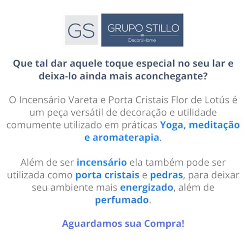 Incensário Vareta e Porta Cristais Flor de Lotús Resina Decoração