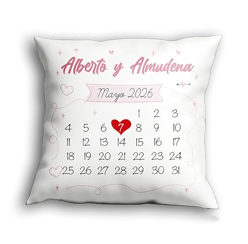 Genérico Cojín Personalizado con Calendario, Diseño Romántico