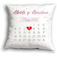 Genérico Cojín Personalizado con Calendario, Diseño Romántico