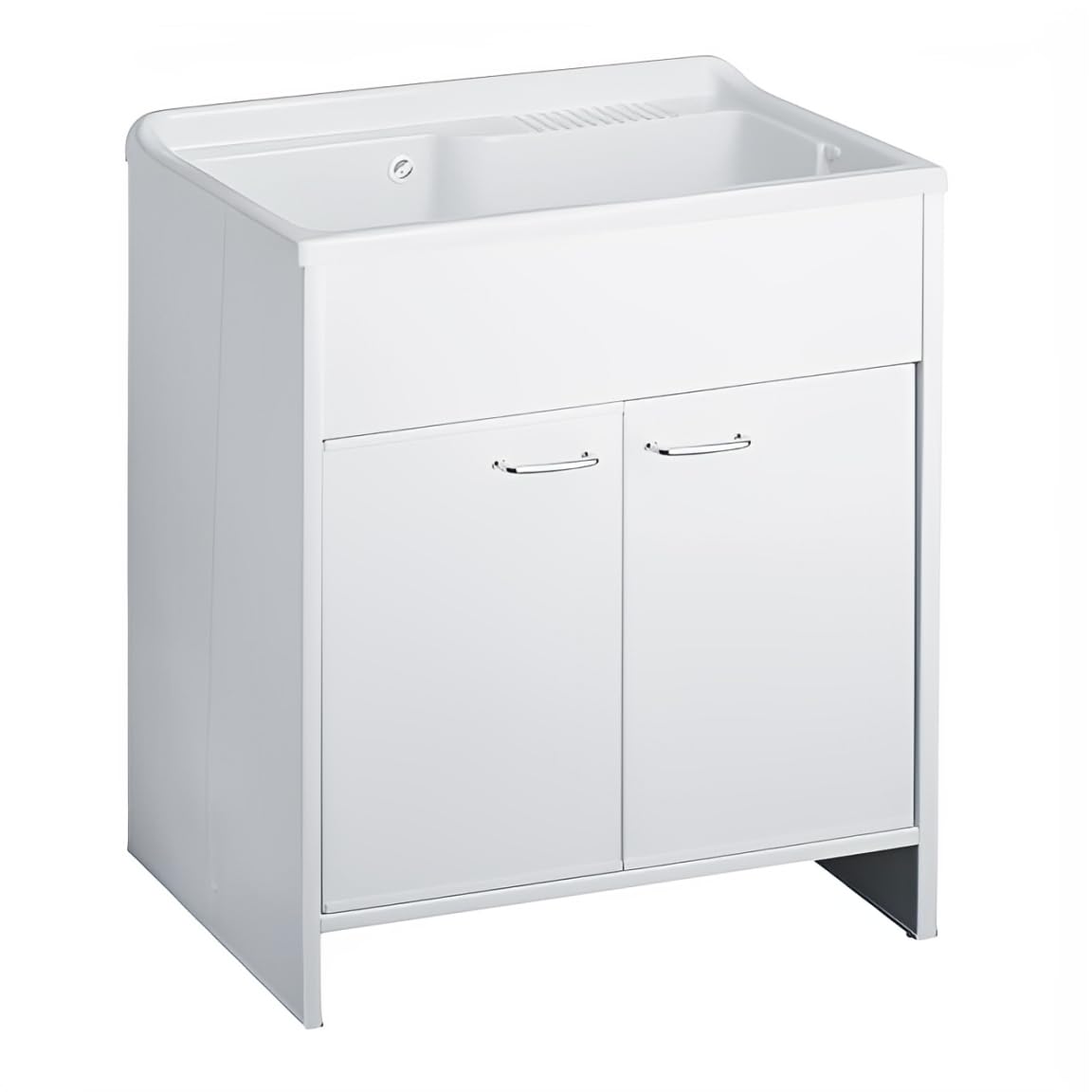 Negrari Lavatoio in Resina PVC per ambienti umidi, Resistente nel tempo, Kit di scarico incluso, L80 x P50 x H85, Bianco