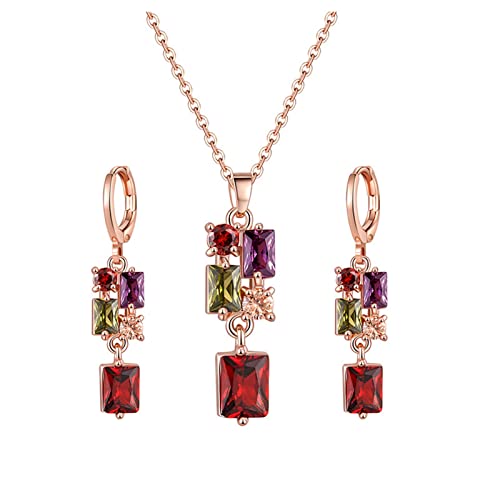 Pendientes de oro rosa KnSam juego de 3 piezas antialérgicas con circonias multicolores
