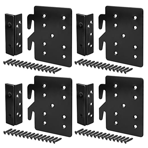 GBGS 4 Sets Bed Frame Bed Post Double Hook Slot Bracket, Cold Rolled Steel 5" ×4¼", Thickness 2 mm,Heavy Duty for Bed Rail Hooks Plates Bed Accessories, Screws Included