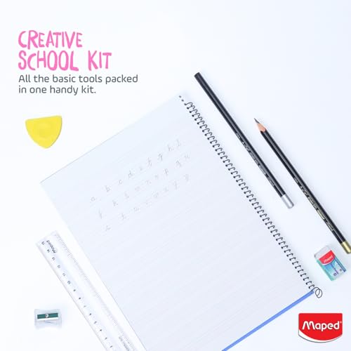 Image of MAPED Essential Writing Kit-Pack Of 10|2 Grey Pencils, 1Magic Stone, 1 Longtip Sharpener, 1 Eraser, 1 Scale| Navratri Return Gift|Writing Kit For Students|Gift Set For Kanya Poojan, Kanjak Puja