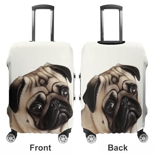 Pug Dog Suitcase Covers Luggage Protector - Travel Elastic Baggage Case Protective, Washable Anti-scratch Large Suit Case Cover for Suitcases Fits 19-32 Inch Luggages S3