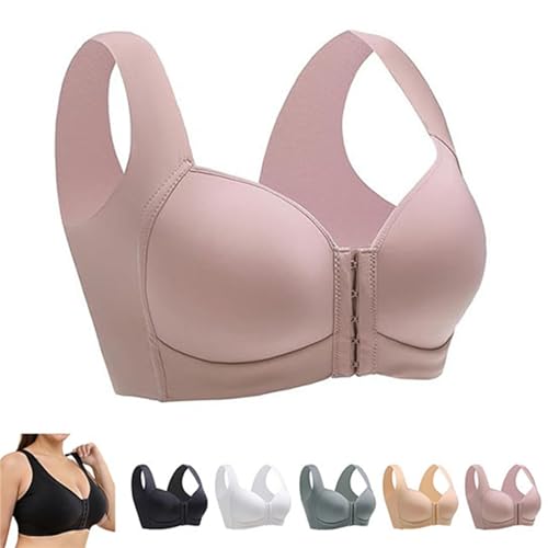 Lyzlook Bras, Lunahug - Seamless Front Buckle Cross Back Shaping Bra, Breathable Front Closure Clip Bra for Elderly Women
