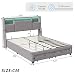BRYXR Polsterbett 140x200 cm, Stylisches Doppelbett mit LED-Beleuchtung, USB-Anschlüssen und Stauraum, Elegantes Bett mit 2 Schubladen & Lattenrost in Grau, ohne Matratze