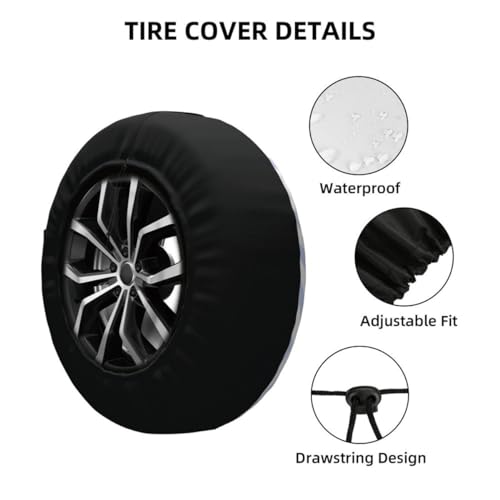 Image of Checkered Racing Flag Spare Tire Cover Black and White Symbolic Design of End of Car Race Polyester Universal Wheel Tire Cover for Trailer Camping Weatherproof for Rv SUV Truck Camper Travel 15 inch