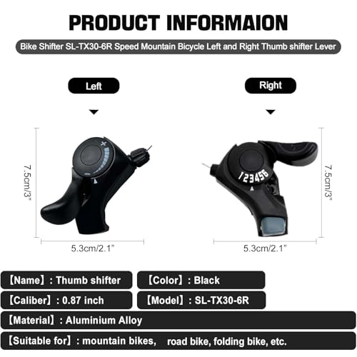 RainFlowwer Bike Shifter, SL-TX30-7R Speed Shift Lever and Set, One Pair 3X7 Bike Thumb Gear Shifters for Mountaiity Road Folding Bicycle by RainFlowwer - Used condition - Image 5