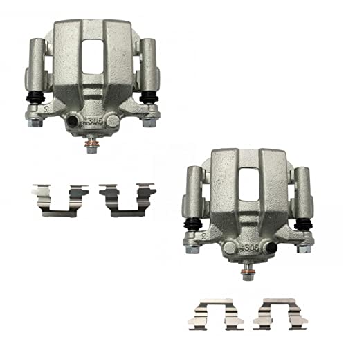 Image of TRQ Rear Driver and Passenger Side Brake Caliper Set Caliper Brackets Hardware Compatible with 03-04 Infiniti G35 with Single Piston Calipers 05 Infiniti G35 All Wheel Drive 03-07 Nissan Murano