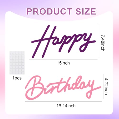 Image of TONIFUL Happy Birthday Sign for Backdrop - Pink Purple Felt Banner - Includes Dot Glue - Perfect for Birthday Party Backdrop,Wall Decr,Balloon Arch,Photo Background