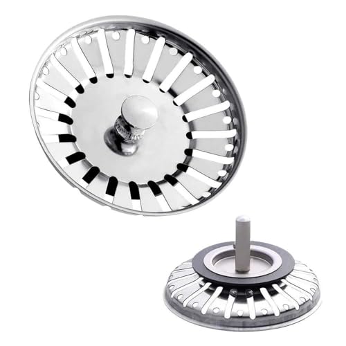 OcioDual Tapón Colador para Desagüe de Fregadero Diametro 83 mm Acero INOX Filtro de desechos Cesta de Drenaje para Fregaderos
