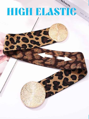 Yalice Wide Black Belts for Women Thick Elastic Waist Belt Stretchy Dress Belts with Gold Buckle2