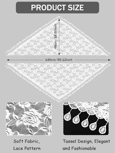 BOARDFEB 2 Pcs Mass Veil Triangle Mantilla Cathedral Head Covering Chapel Veil Lace Shawl Latin Scarf Latin Mass Head Covering Veils for Bridal Women