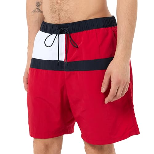 Tommy Hilfiger Herren Badeshorts Long Drawstring mit Tunnelzug, Rot (Primary Red), XL