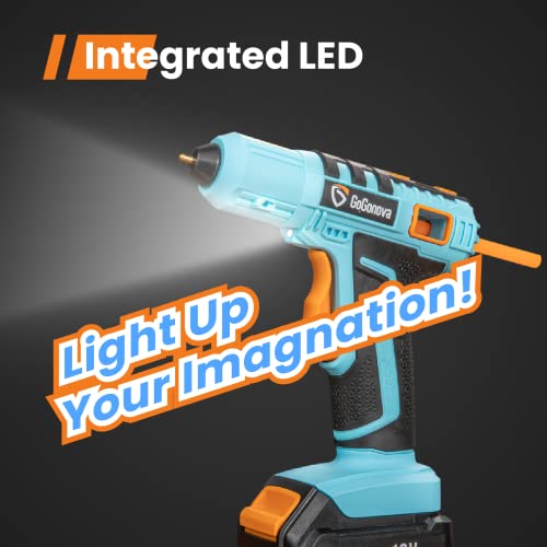 12V Cordless Hot Glue Gun, Gogonova 15S Quick Preheat Anti-Drip Glue Gun With Led Front Light, 2Ah Rechargeable Glue Gun Kit With 25 Mini Color Glue Sticks, Smart Power Off #TOP4