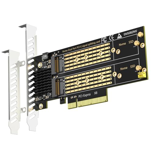 GLOTRENDS PA21 Dual Adaptador M.2 NVMe a PCIe 4.0 X8 sin bifurcación PCIe, configuración de Raid M.2 NVMe Mediante Herramienta del Sistema operativo (Compatible con tamaños 22110/2280)