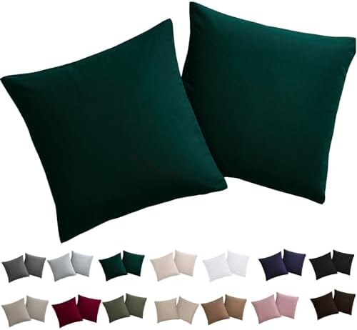 Soifox Poszewka na poduszkę 80 x 80 cm, zestaw 2 poszewek na poduszkę 80 x 80 cm, beżowa, 100% mikrofibra, nie wymaga prasowania i nie gniecie się, z zamkiem błyskawicznym