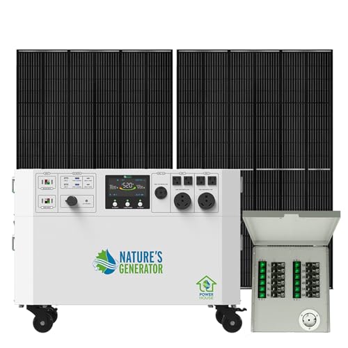 Nature's Generator Powerhouse Gold PE System:4800Wh Powerhouse+Two 410W Power Panels+Tansfer Switch,120VAC and 240VAC Pure Sine Wave Address Home Power Requirements
