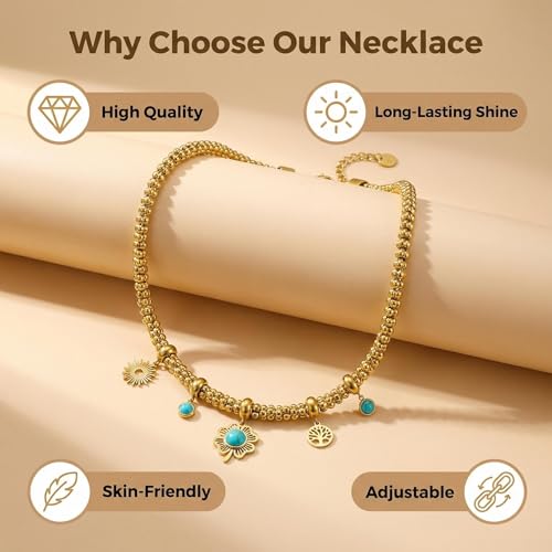 Gold Moon Necklace & Tree of Life Pendant for Women, Stainless Steel Jewelry with Mirror Polishing and PVD Coating, Adjustable Chain for Meditation, Yoga and Thoughtful Gifts (Tree of Life Style B) by CNYTPE - Used condition - Image 7