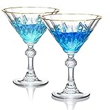 ROXBURGH Gold Rim Martini Glasses, Lead-Free Crystal Coupe Glass Set of 2, Vintage classic Design Co