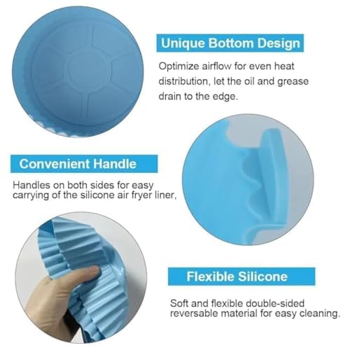 Image of Air Fryer Accessories Combo Kit - Silicone Air Fryer Liners Set, 200ml Oil Spray Bottle, Silicone Brush, Spatula & Heat Resistant Grip | Reusable Non-Stick Air Fryer Kitchen Tools (11 pcs)