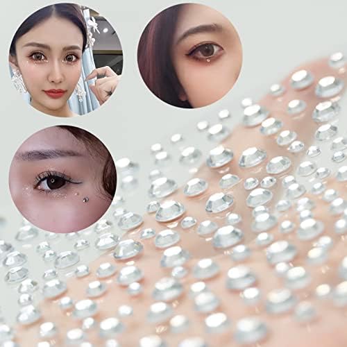 Rhinestone Stickers - 975PCS Self-Adhesive Gem Stickers, Acrylic Crystal Stick on Gems - for Nails Face Makeup Phone DIY Craft Decorations,3 Sheets Self-Adhesive Face Gems, Bling Clear Gems Stickers