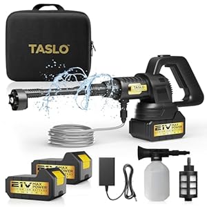 Taslo Cordless Pressure Washer - Pressure Washers - for Home, Car, Garden, Patio - 6 in 1 Adjustable Nozzle - 2 Batteries - No Hose Needed - Portable Jet Wash - Upgraded 2026 Version (Black)