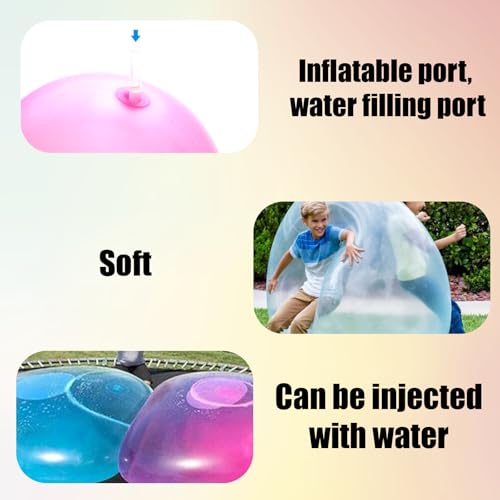 Wasserball, 2 Stück XXL Luftball für Strand und Pool, Mega Bubble Ball für Kinder und Erwachsene, Aufblasbare Wasserballons für Outdoor-Spiele und Party
