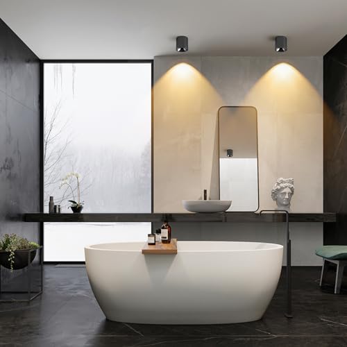 Image of JAYMP Modern LED Ceiling Spotlight 3000K Dimmable 24W Black Surface Mount Cylinder Down Light for Living Room Hallway Laundry Room