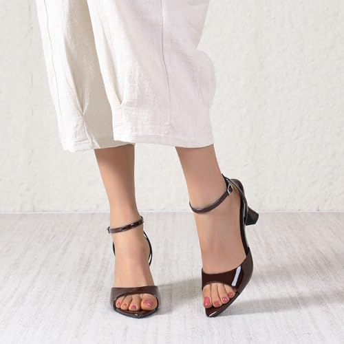 Image of Susanny High Heels for Women Pointed Open Toe Strappy Chunky Block Heels Ankle Strap Stiletto Kitten Heeled Sandals Wedding Bridal Party Prom Sexy Dress Shoes