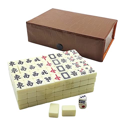 Yajexun Fichas De Mahjong, Mini Juego De Mahjong Chino, Juego De Mah Jong Chino Tradicional, 144 PCS Mini Baldosas Blancas Grabadas, Mahjong De Viaje Portátil para Familiar, Regalos De Estilo Chino