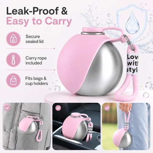Bokynu Portable Dog Water Bottle 10oz with Foldable Bowl — view 6