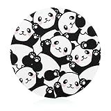 Divertida tabla de cortar de cristal con cara de panda para verduras, frutas, tabla de cortar, alfombrillas de corte redondo, decoración de cocina
