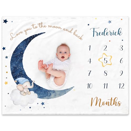 NIBESSER Custom Baby Blanket Personalized Baby Monthly Milestone Blanket for Baby Girls Boys Flannel Customized Baby Blanket with Names Newborn Photo Blanket Gift for Age and Growth